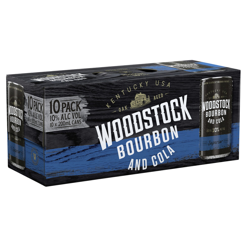 Woodstock Bourbon & Cola 10 Cans (10 pack) 200mL First Choice Liquor