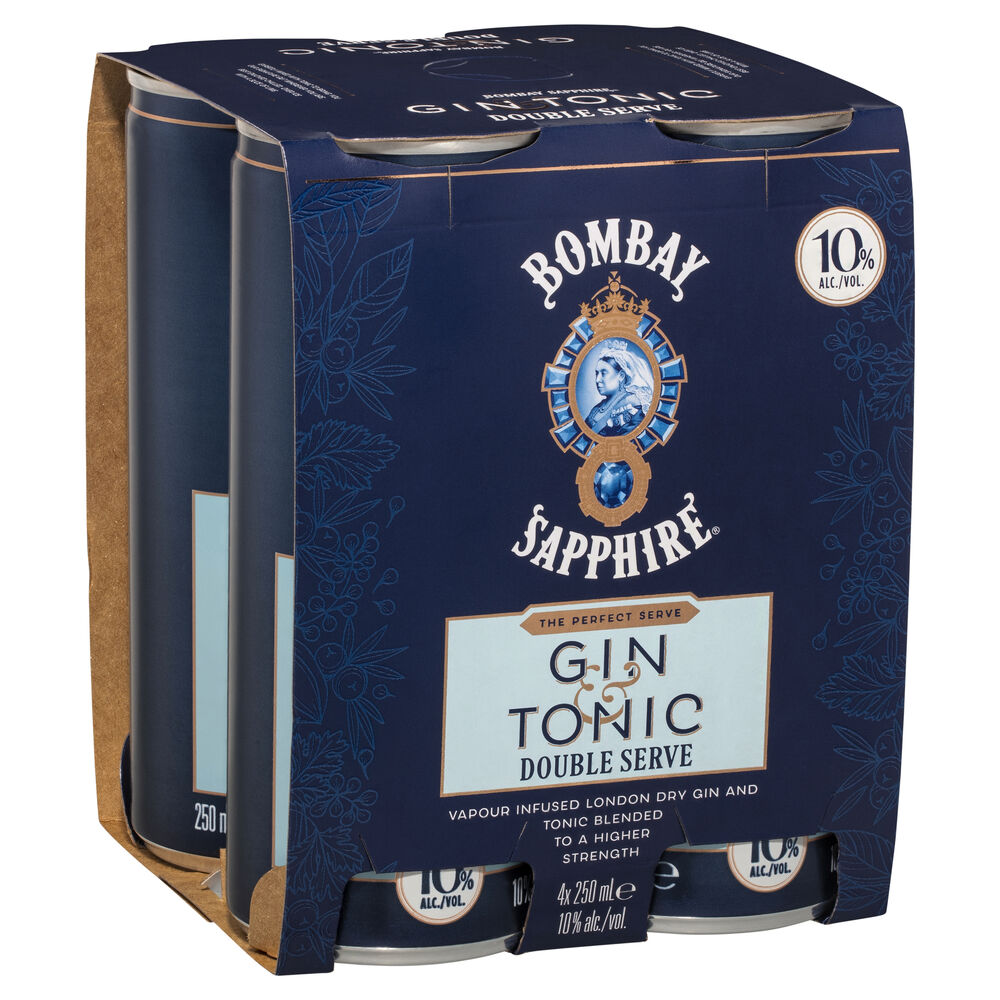 Bombay Sapphire Gin & Tonic Double Serve 10 Can 250ml First Choice