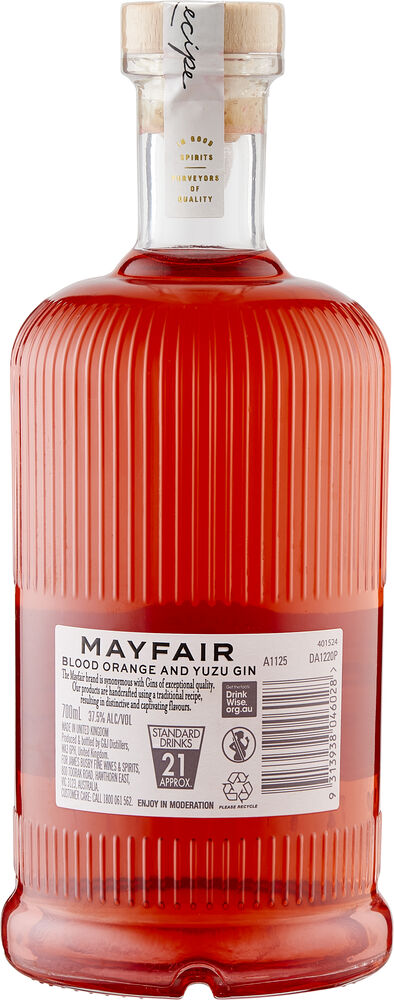 Buy Mayfair Blood Orange & Yuzu Gin 700mL Online VC