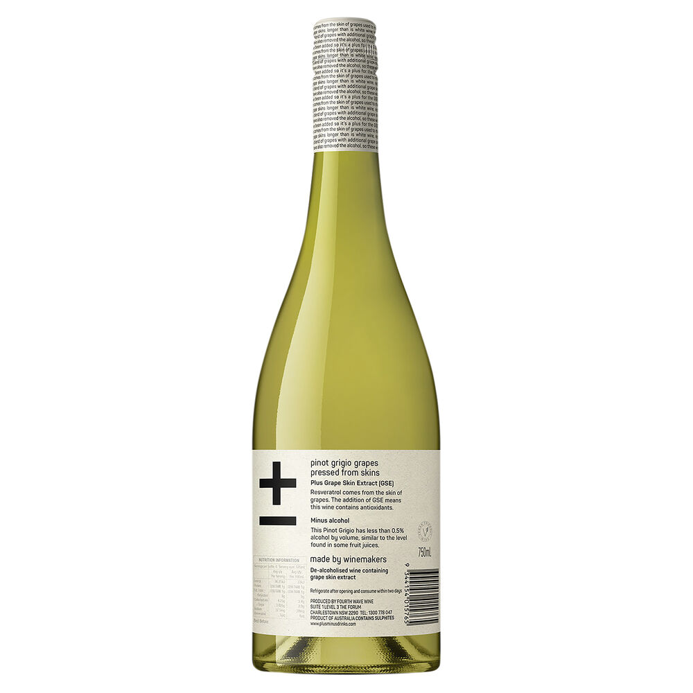 Plus & Minus Zero Alcohol Pinot Grigio 750mL | Liquorland