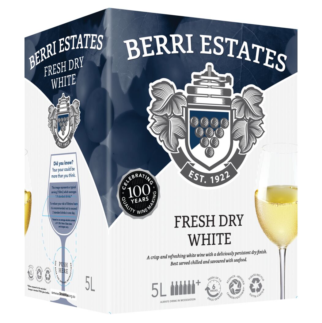 Buy Berri Fresh Dry White Cask 5L Online