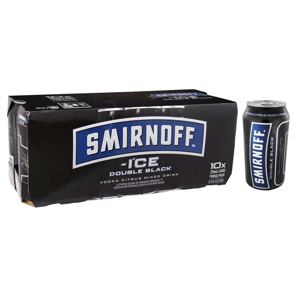 Smirnoff Ice Double Black Can 375mL (10 Pack) Liquorland
