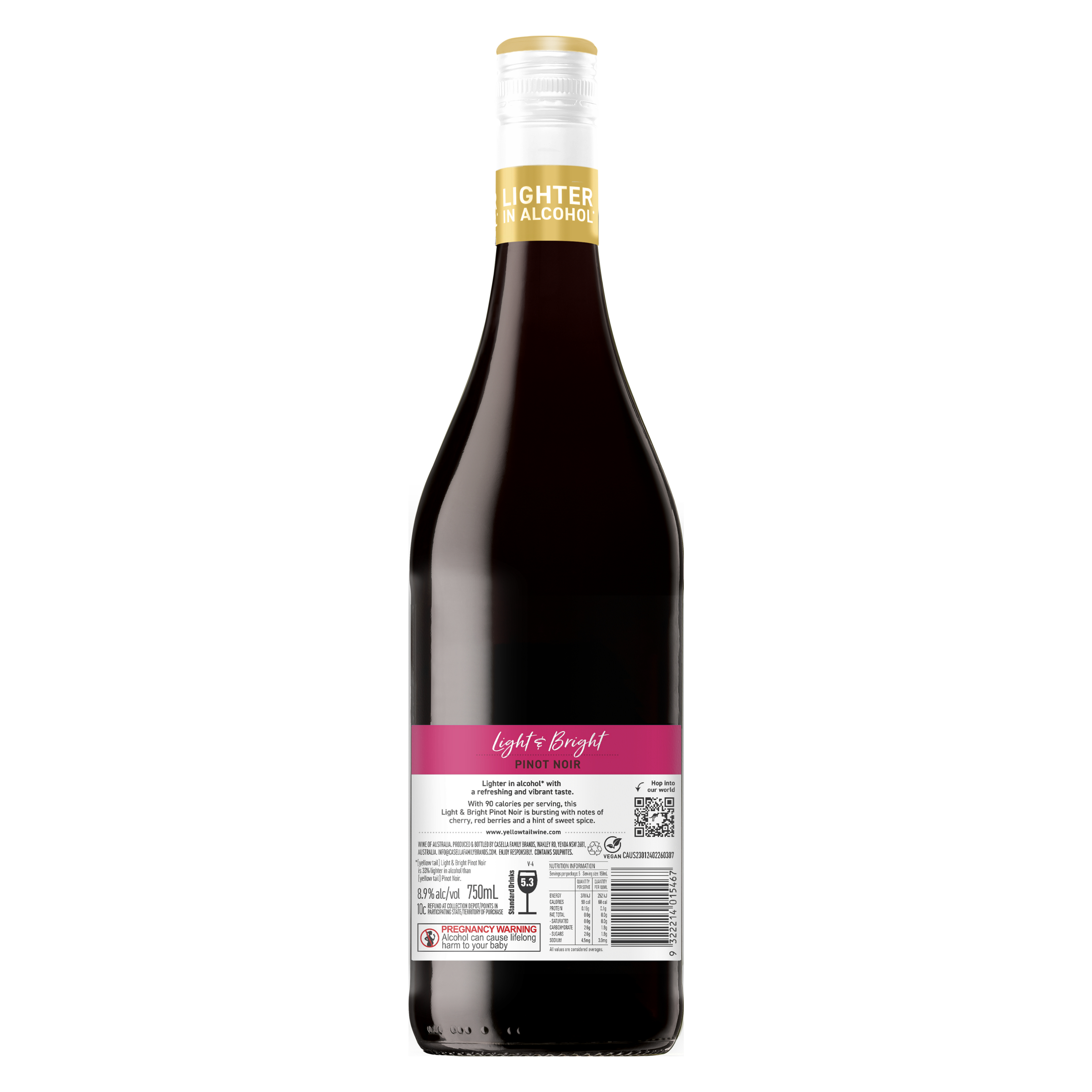 Buy Yellow Tail Pure Bright Pinot Noir 750ml Online