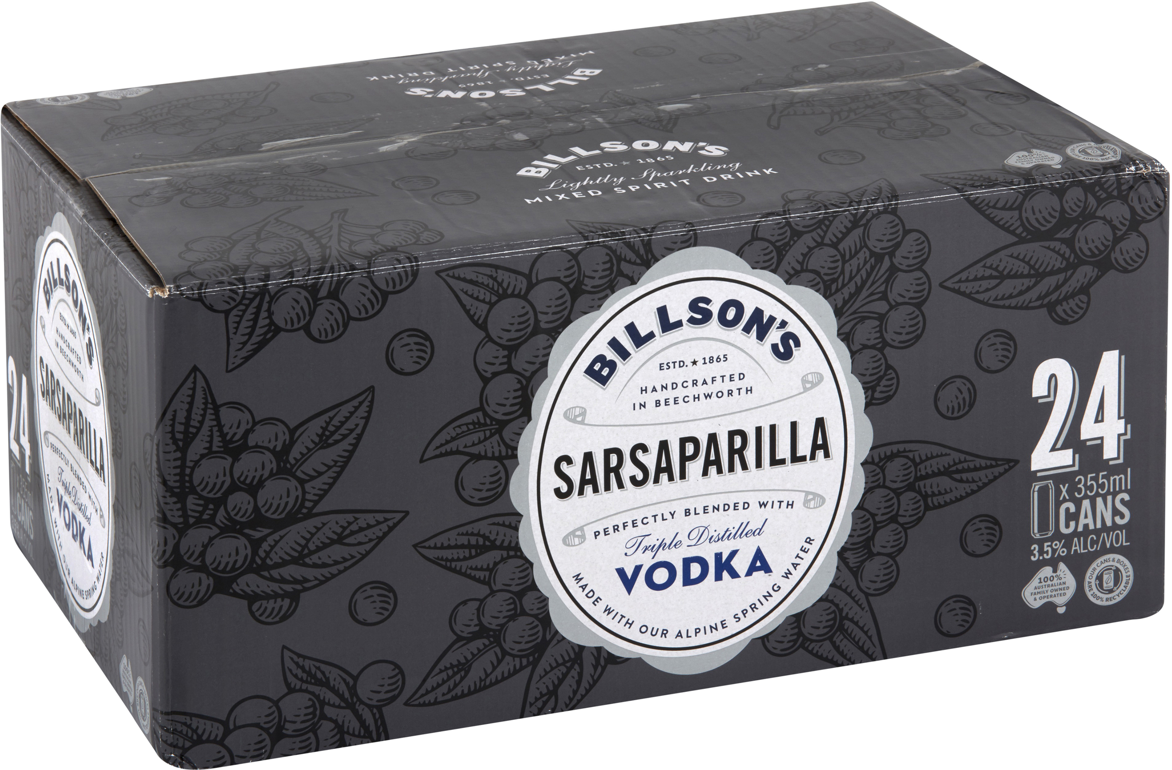 Billson's Sarsaparilla Vodka Mixed Drink 355mL Liquorland