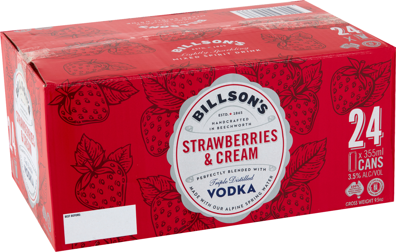 Billson's Strawberries & Cream Vodka Mixed Drink 355mL First Choice