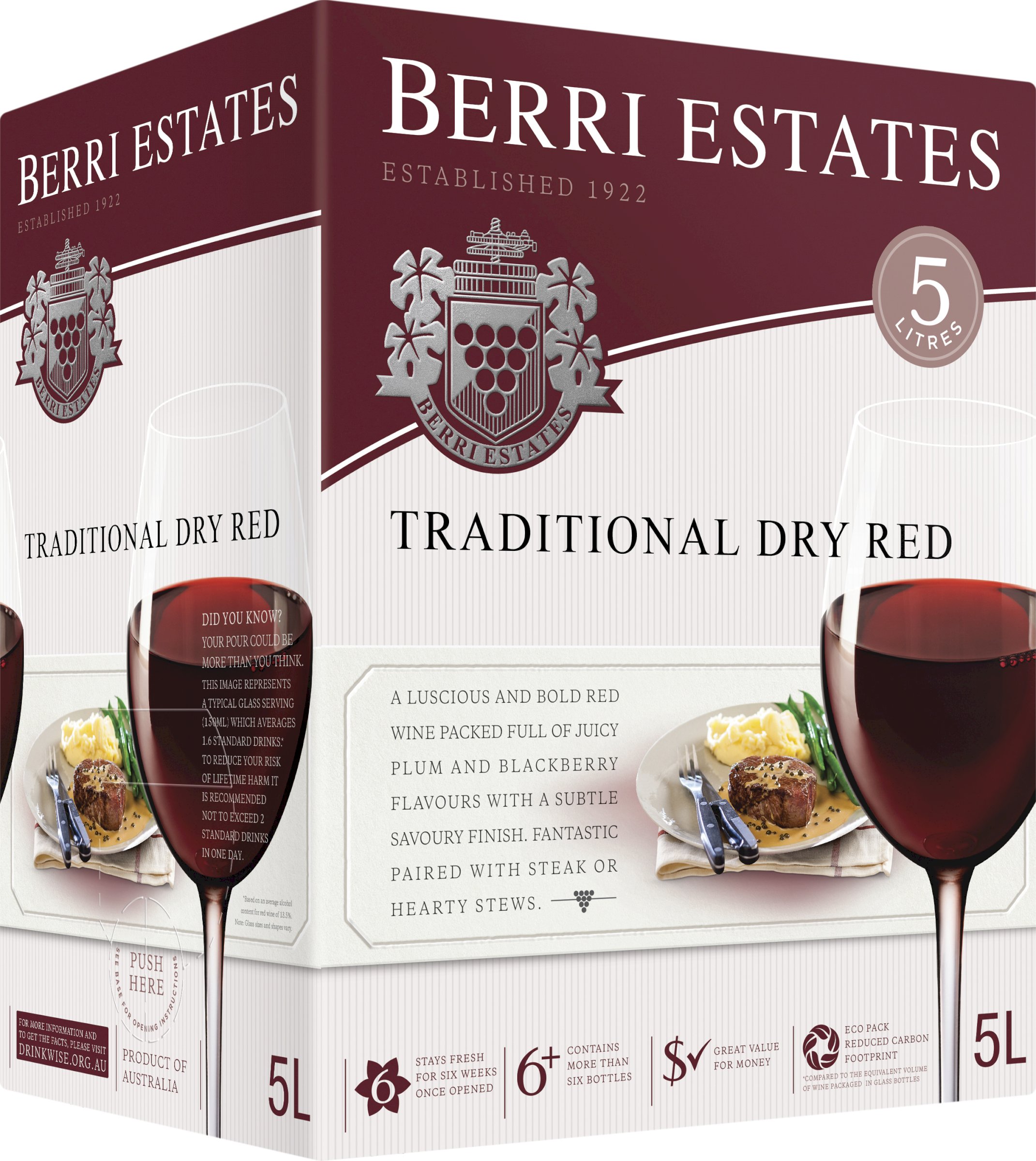 Berri Traditional Dry Red Cask 5L Vintage Cellars