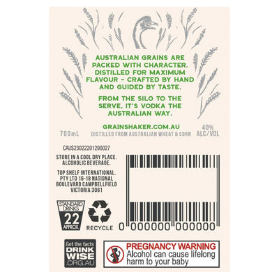 Grainshaker Australian Vodka 700mL Each | Liquorland