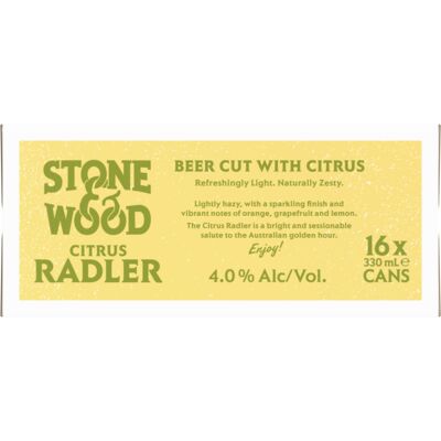 Stone Wood Citrus Radler Can 330mL Carton 16 | Liquorland