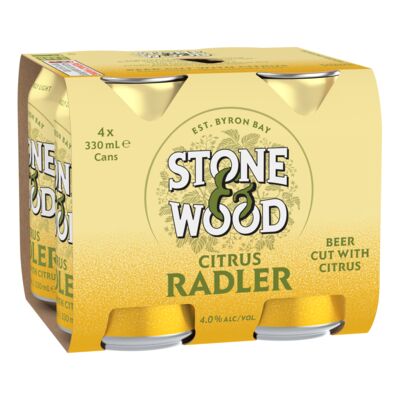 Stone Wood Citrus Radler Can 330mL Pack 4 | Liquorland