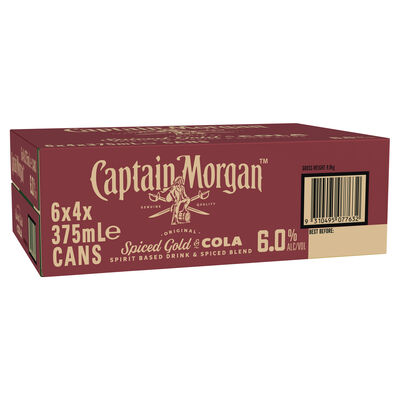 Captain Morgan Spiced Rum Cola Can 6 375mL Carton 24 | Liquorland
