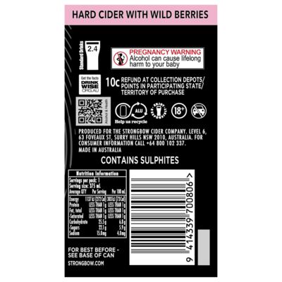 Strongbow Hard Cider With Wild Berries Can 375mL Each | Liquorland