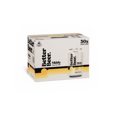 Better Beer Ultra Low Carb Middy Can Block 355mL Pack 30 | undefined