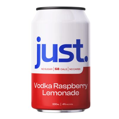 Just Vodka Raspberry Lemonade 4 Can 330mL Each | Liquorland