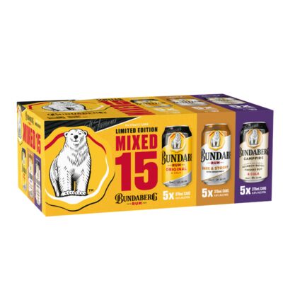 Bundaberg Mixed Can 375mL 15pk  Pack 15 | Liquorland