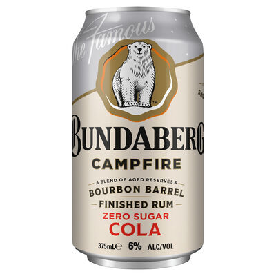 Bundaberg Campfire Bourbon Barrel Rum Cola Zero Can 375mL Each | Liquorland