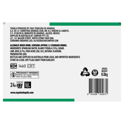 Espolon Lime Soda Can 330mL Carton 24 | Liquorland