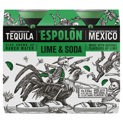 Espolon Lime Soda Can 330mL Pack 4 | Liquorland