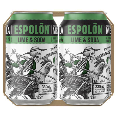 Espolon Lime Soda Can 330mL Pack 4 | Liquorland