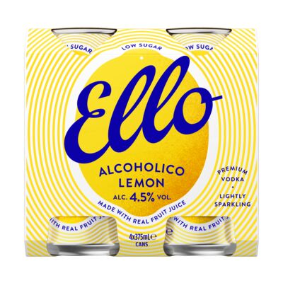 Ello Vodka Alcoholico Lemon 4 5 Can 375mL Pack 4 | Liquorland