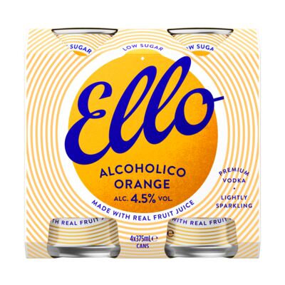 Ello Vodka Alcoholico Orange 4 5 Can 375mL Pack 4 | Liquorland