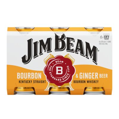 Jim Beam White Ginger Beer Can 375mL Pack 6 | Liquorland