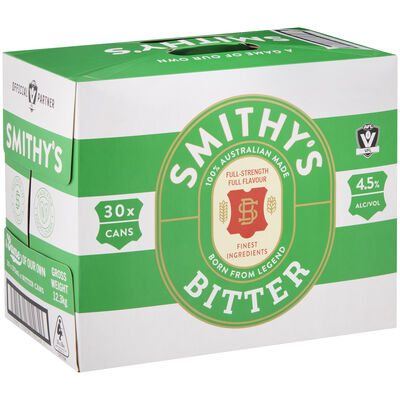 Smithy S Bitter Block Can 375mL Pack 30 | Liquorland