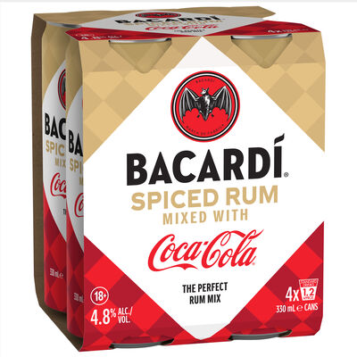 Bacardi Spiced Coca Cola Can 330mL Pack 4 | Liquorland