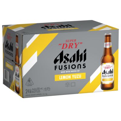 Asahi Fusions Lemon Yuzu Bottle 330mL Carton 24 | Liquorland