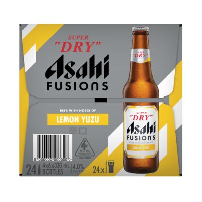 Asahi Fusions Lemon Yuzu Bottle 330mL Carton 24 | Liquorland