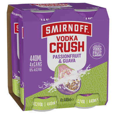 Smirnoff Crush Passionfruit Guava 6 Can 440mL Pack 4 | Liquorland