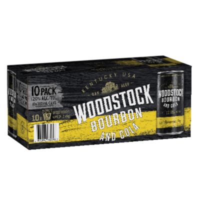 Woodstock Bourbon Cola 12 Can 200mL Pack 10 | Liquorland