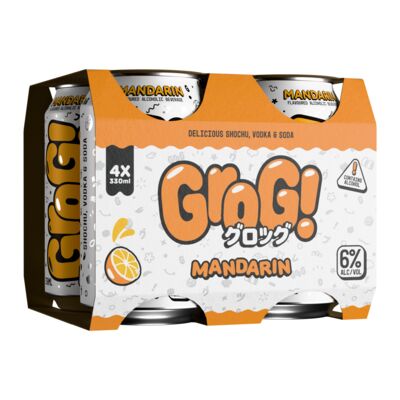 Grog Mandarin Sochu Vodka Soda Can 330mL Pack 4 | Liquorland