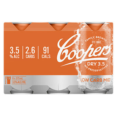 Coopers Dry 3 5 Low Carb Lager Can 375mL Pack 6 | Liquorland