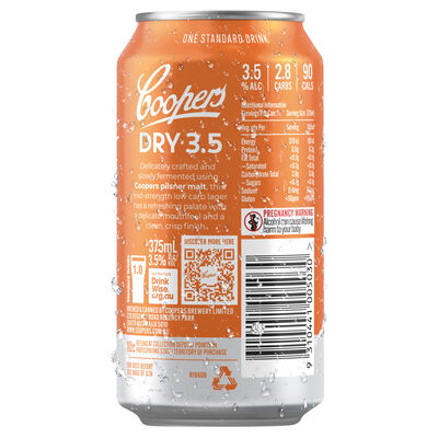 Coopers Dry 3 5 Low Carb Lager Can 375mL Each | Liquorland