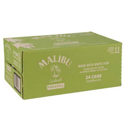Malibu Pineapple Can 250mL Carton 24 | Liquorland