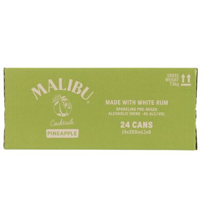 Malibu Pineapple Can 250mL Carton 24 | Liquorland