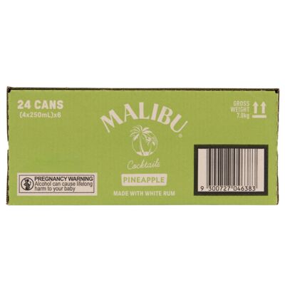 Malibu Pineapple Can 250mL Carton 24 | Liquorland