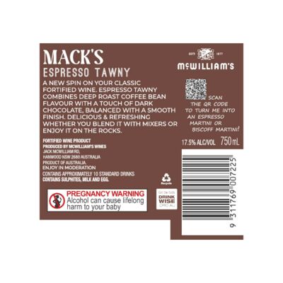 Mcwilliams Macks Espresso Tawny 750mL Each | Liquorland