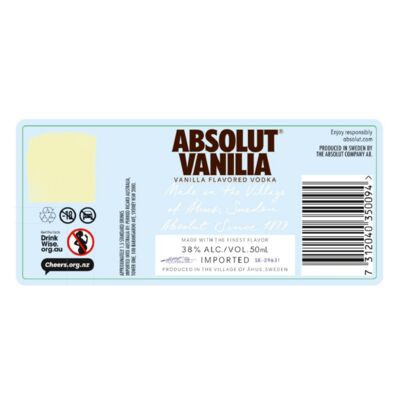 Absolut Vanilla Vodka 50mL Each | Liquorland