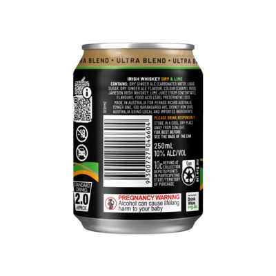 Jameson Ultra Blend Dry Lime Can 250mL Carton 24 | Liquorland