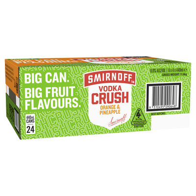 Smirnoff Crush Orange Pineapple 6 Can 440mL Carton 24 | Liquorland
