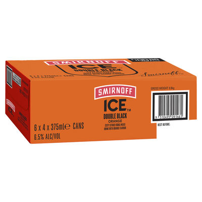 Smirnoff Ice Double Black Orange 6 5 Can 375mL Carton 24 | Liquorland