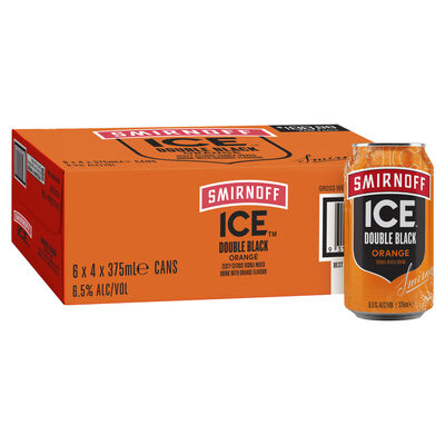 Smirnoff Ice Double Black Orange 6 5 Can 375mL Carton 24 | Liquorland