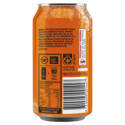 Smirnoff Ice Double Black Orange 6 5 Can 375mL Each | Liquorland