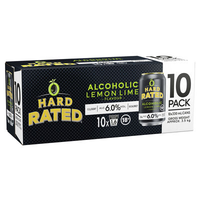 Hard Rated Lemon Lime 6 Can 330mL 10pk Pack 10 | Liquorland