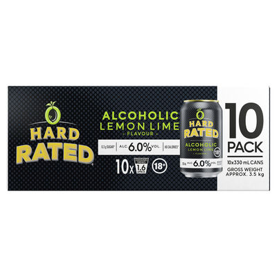 Hard Rated Lemon Lime 6 Can 330mL 10pk Pack 10 | Liquorland