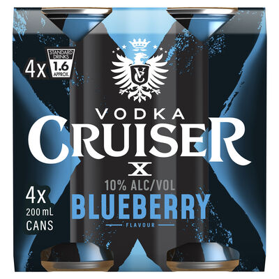 Vodka Cruiser X Blueberry 10 Can 200mL Pack 4 | Liquorland