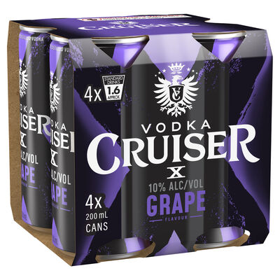 Vodka Cruiser X Grape 10 Can 200mL Pack 4 | Liquorland