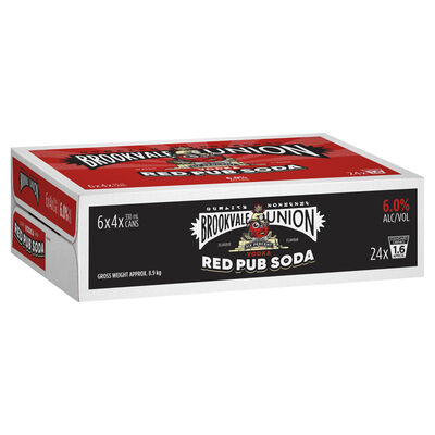 Brookvale Union Vodka Red Pub Soda 6 Can 330mL Carton 24 | Liquorland