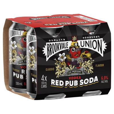 Brookvale Union Vodka Red Pub Soda 6 Can 330mL Pack 4 | Liquorland